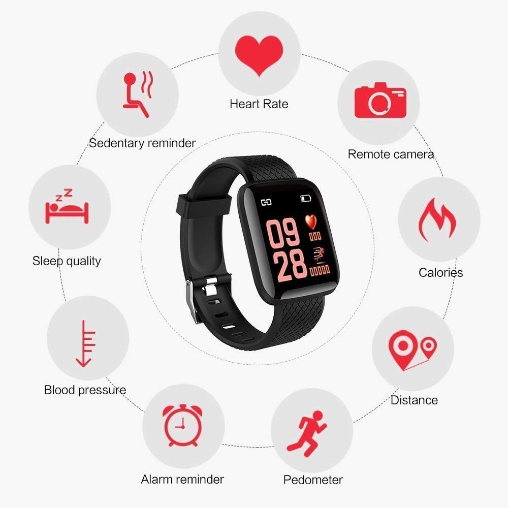 🖤Smart Fitness Bracelet Health Watch| ❤️Heart Rate | 👣Step Tracker | 🌙Sleep Monitor | 💧Waterproof