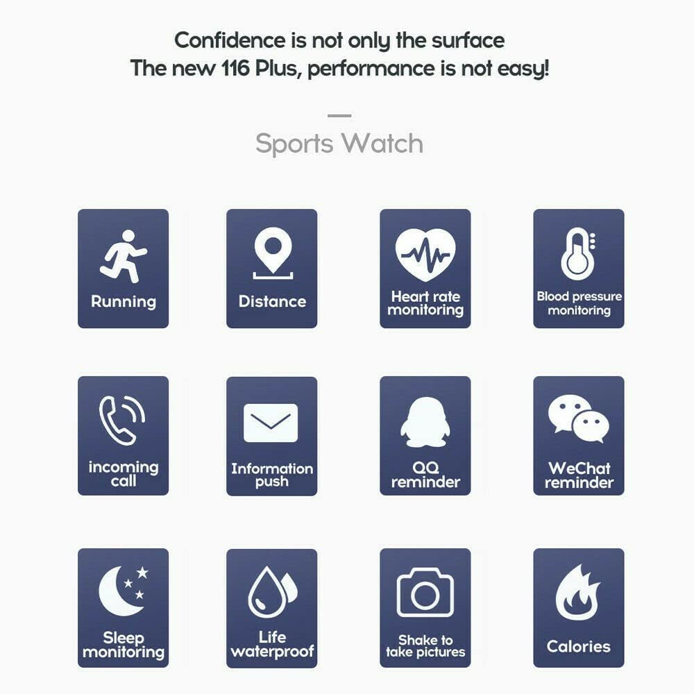 🖤Smart Fitness Bracelet Health Watch| ❤️Heart Rate | 👣Step Tracker | 🌙Sleep Monitor | 💧Waterproof