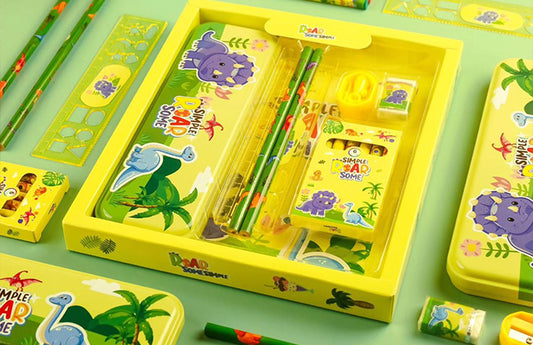 Dinosaur Theme Stationery Set for Kids – 7 Pieces