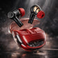 Blazing Red Transparent Bluetooth Earbuds