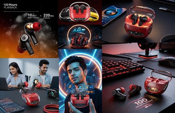 Blazing Red Transparent Bluetooth Earbuds