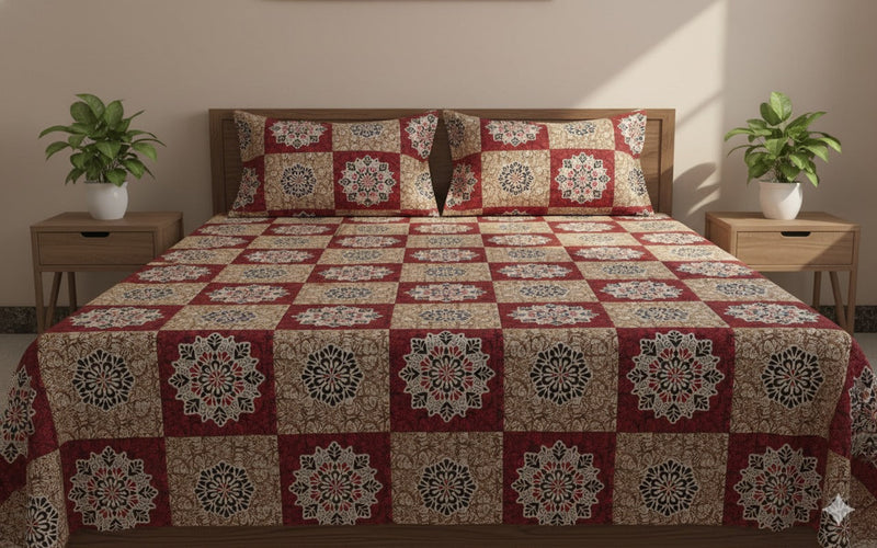 Soft Cotton Double Bedsheet Set with 2 Pillow Covers