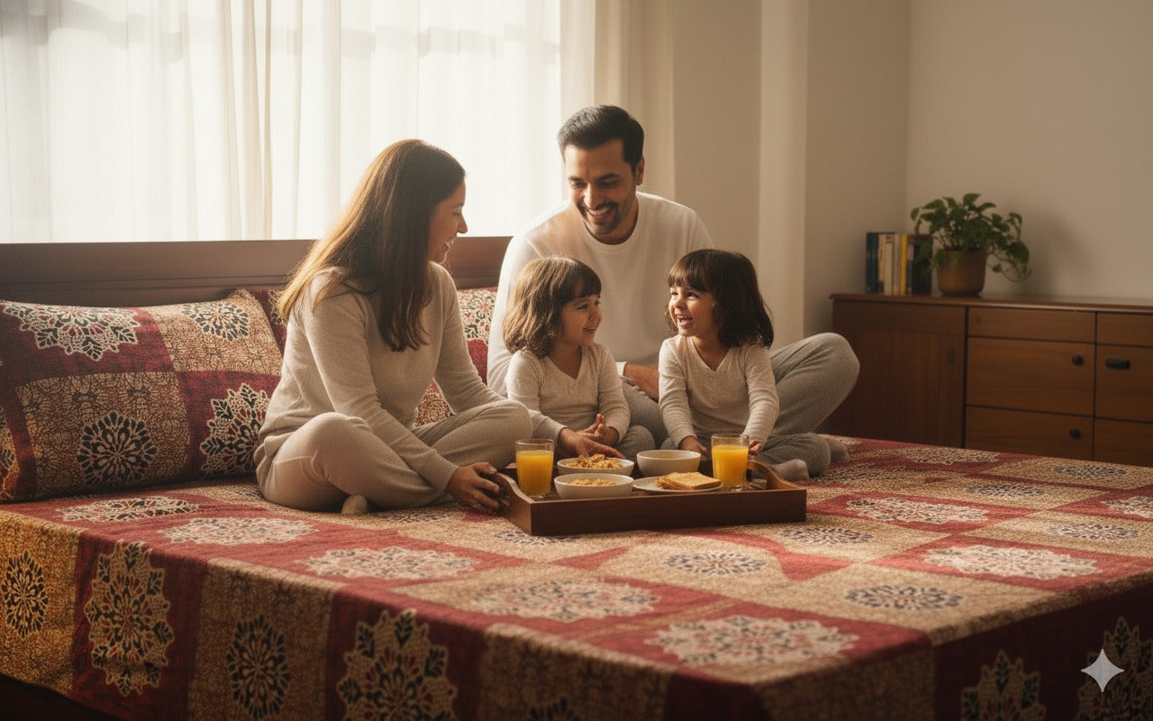 Queen Size Bedsheet With 2 Pillow Covers