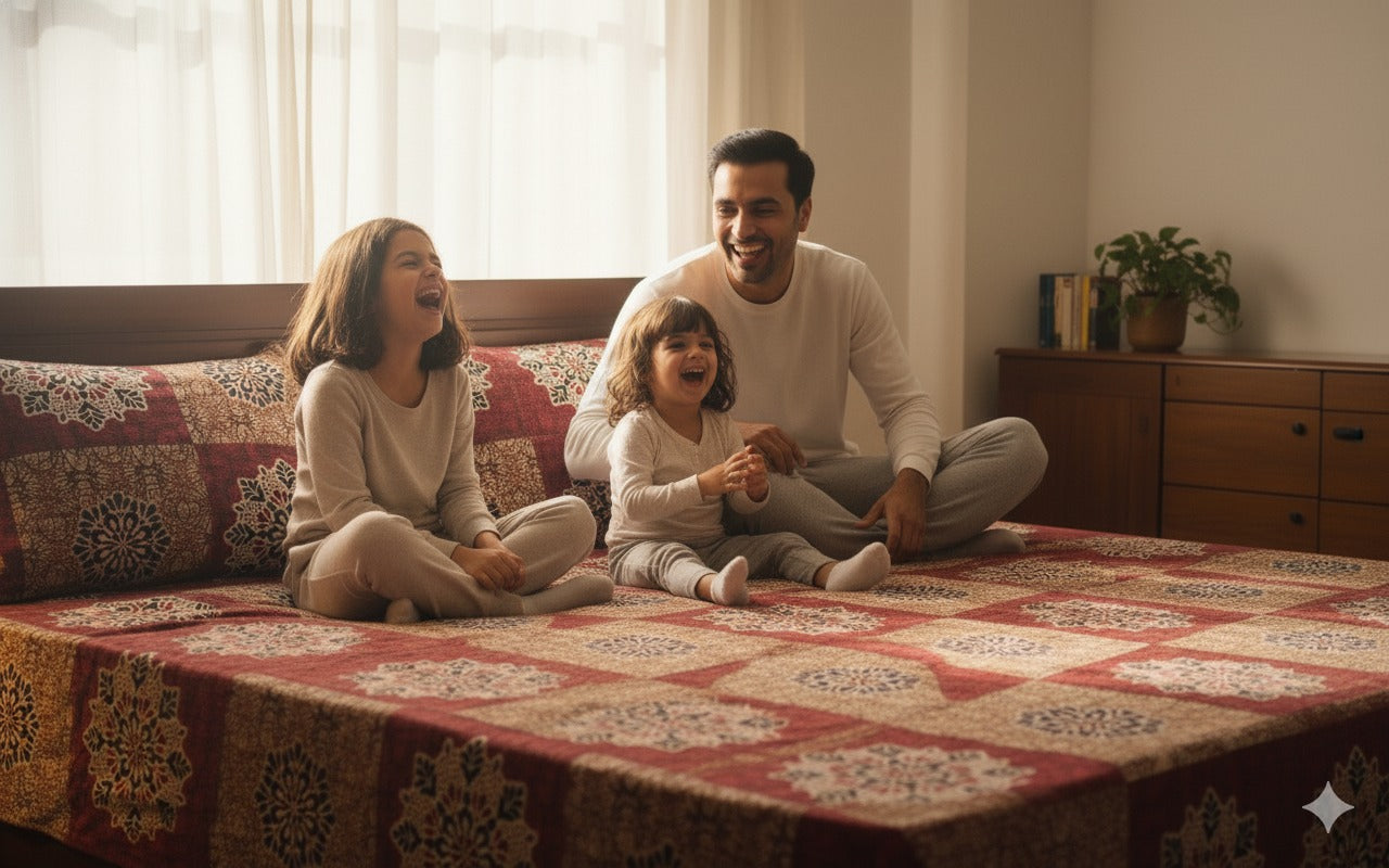 Queen Size Bedsheet With 2 Pillow Covers