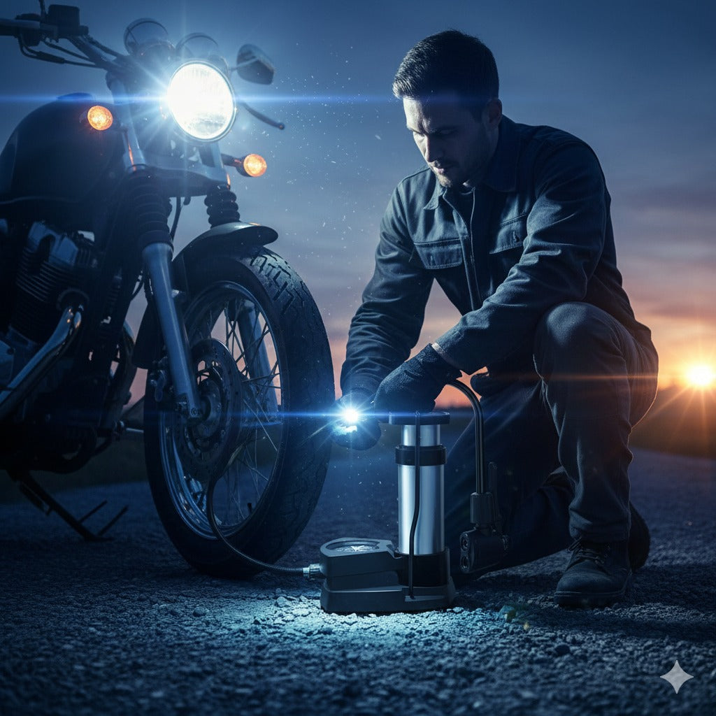 Compatible & Super Easy Portable High Pressure Foot Air Pump For Cycle, Motorcycle, Scooty & Car @ Just Rs. 499/-