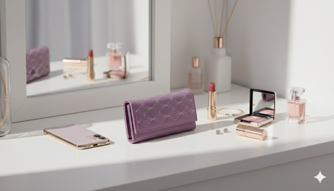 Women's Faux Leather diamond-stitch Wallet