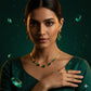 Green Crystal Pendant Necklace, Earrings & Bracelet Jewellery Set